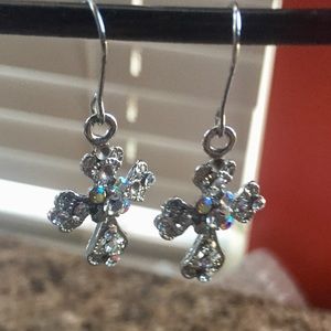 High Quality Like New Crystal Cross Earrings